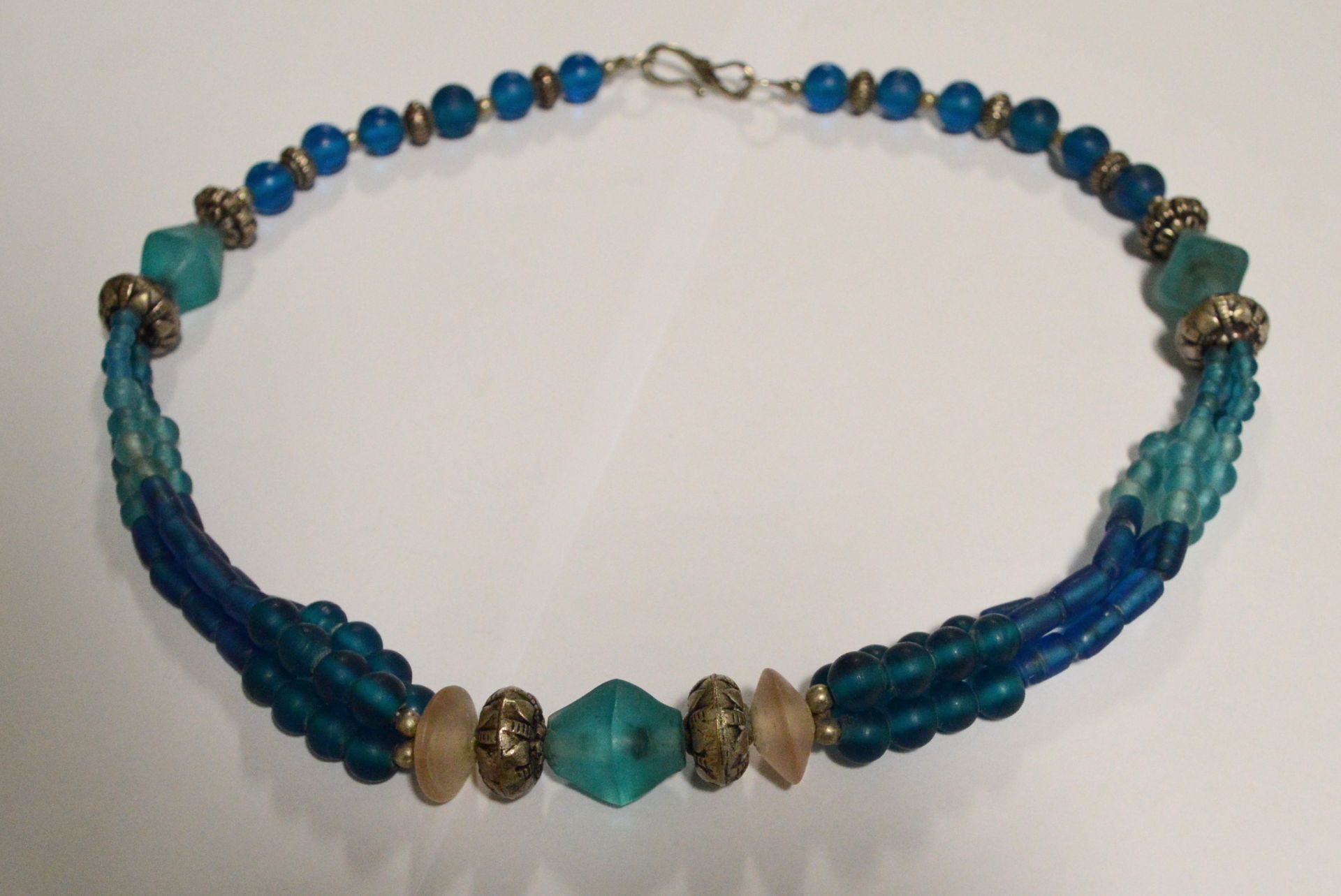 Blue/Silver 3 String Bead Necklace.