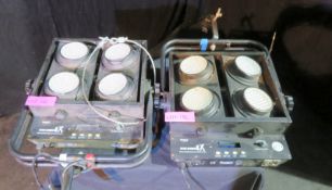 Pair of Zoom stage blinder 4 LED blinder with faults