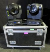 Pair of Martin Rush MH3 beam in twin flightcase