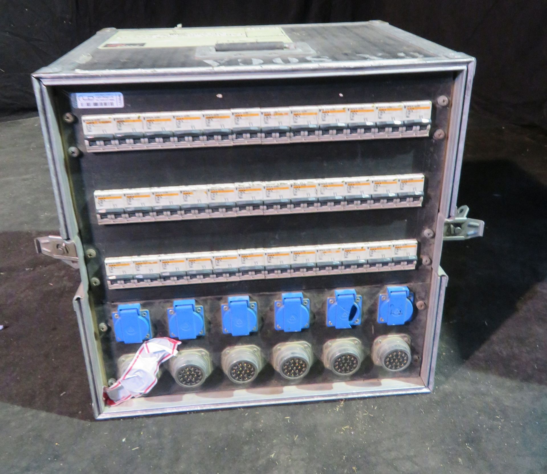 125amp 3 phase racked distro to 6 socapex and 6 schucko with phase changeover switch