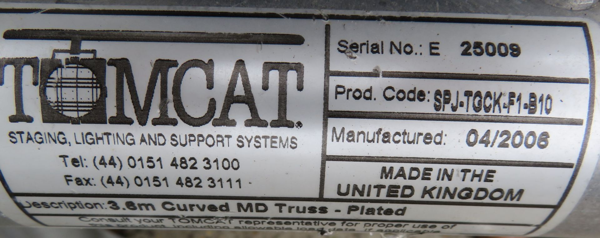 8x Tomcat 3.6m curved MD truss. Good condition - Image 7 of 7
