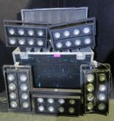 5x 8 cell blinder in large flightcase. 3 horizontal brackets and 2 vertical brackets with