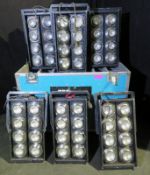 6x 8 cell blinders in large flightcase. Schucko plugs fitted