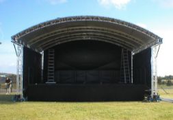 Milos MR1 8m x 6m stage roof system. Complete with roof canopy, austronet sides and ground