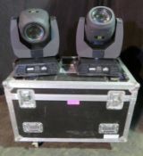 Pair of Chauvet Rogue R2 Beam in twin flightcase - working