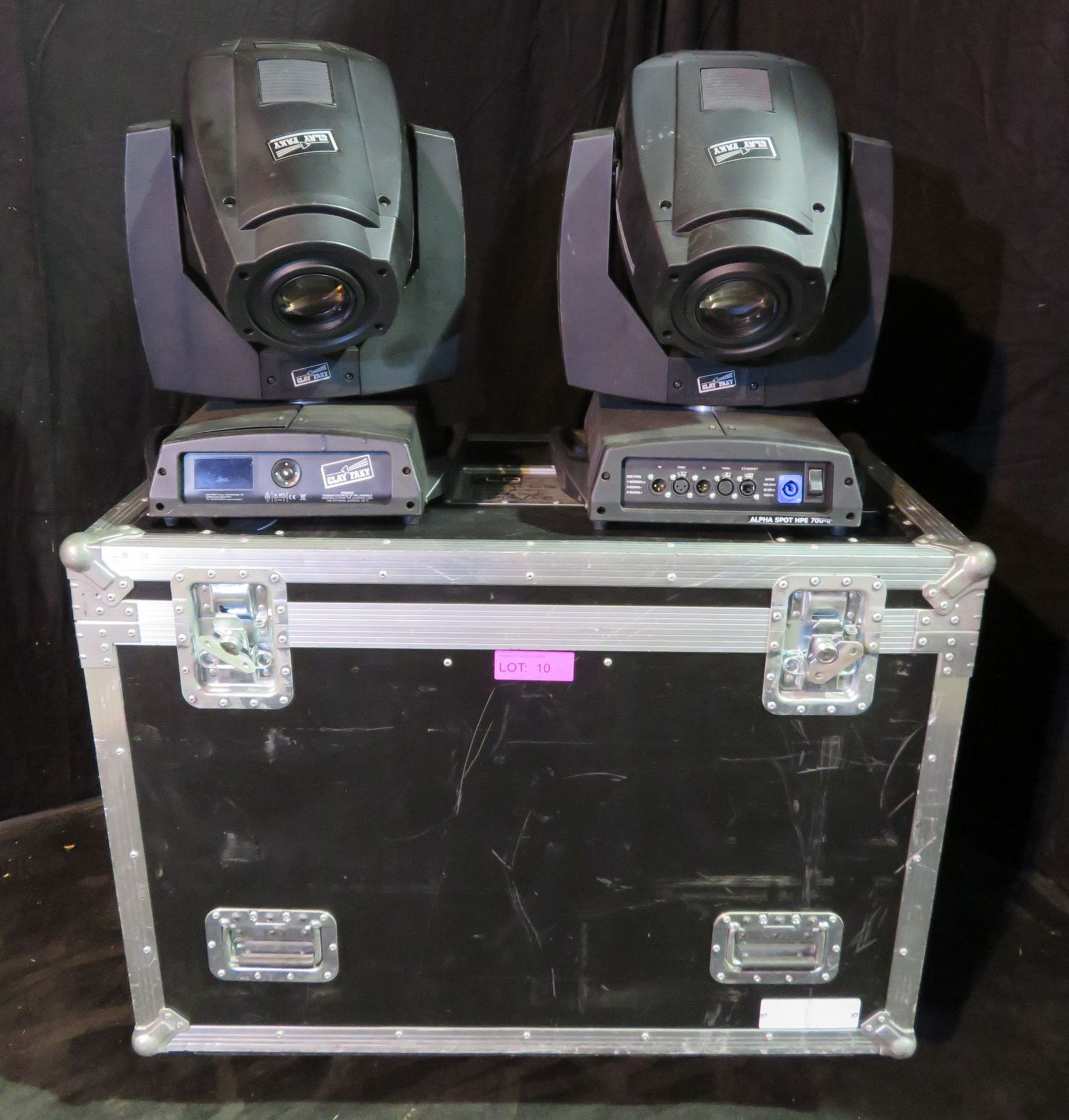 Pair of Clay Paky Alpha Spot HPE 700 in twin flightcase
