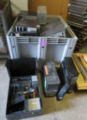 Various computer towers, racks and monitors for spares or repairs. Hard drives and RAM rem