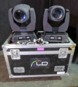 Pair of Chauvet Rogue R2 Beam in twin flightcase - working