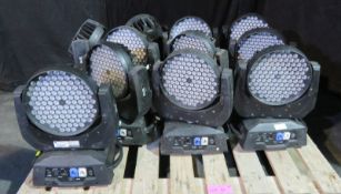 11 x Miltec 324W LED moving wash for spares or repairs