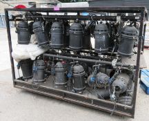 Wheeled meat rack containing 8x socapex IWBs with black par cans