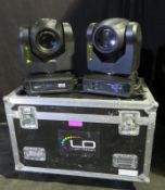 Pair of Martin Rush MH3 beam in twin flightcase