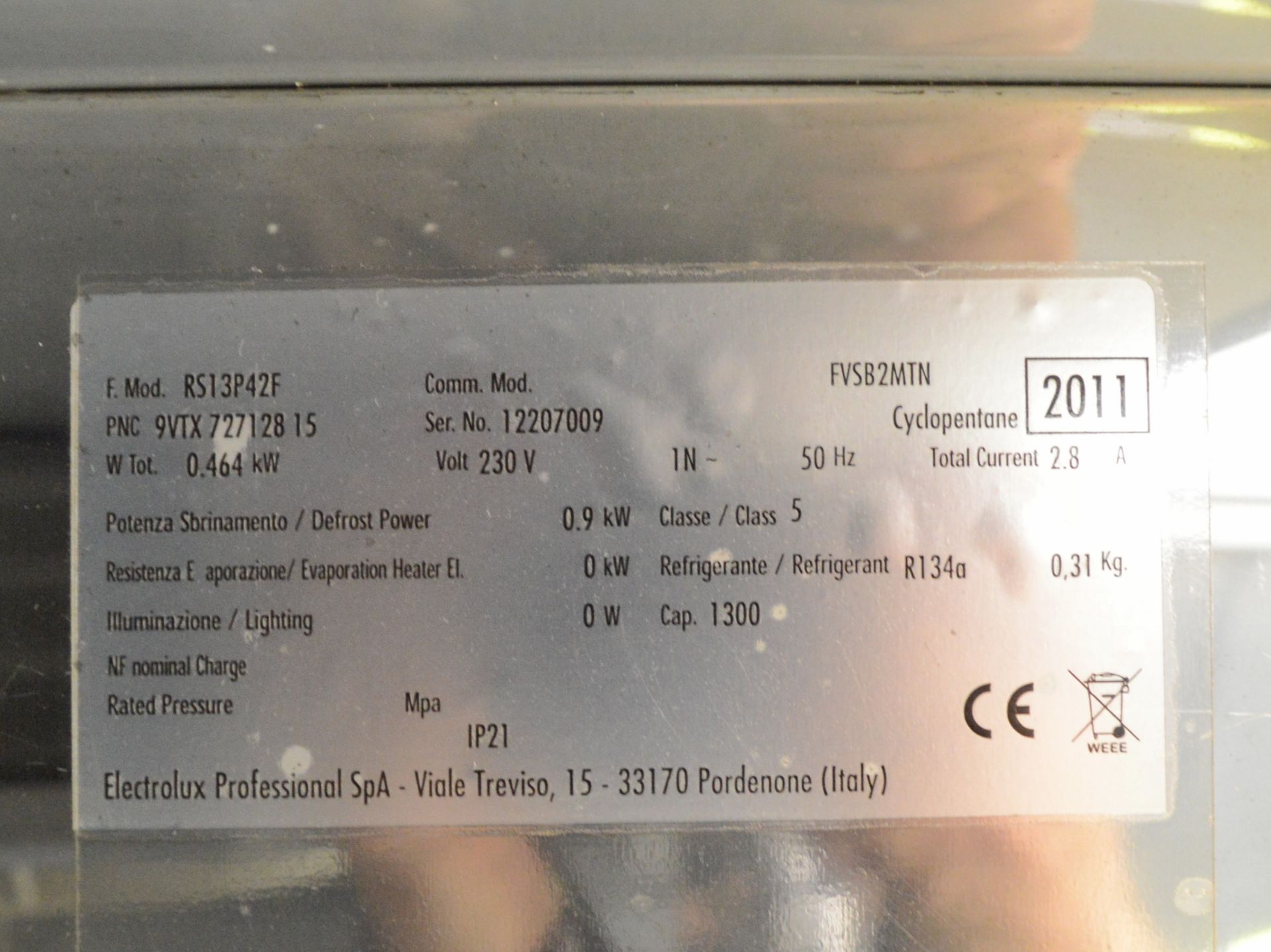 Electrolux RS13P42F double door fridge, 1 phase electric - Image 11 of 11