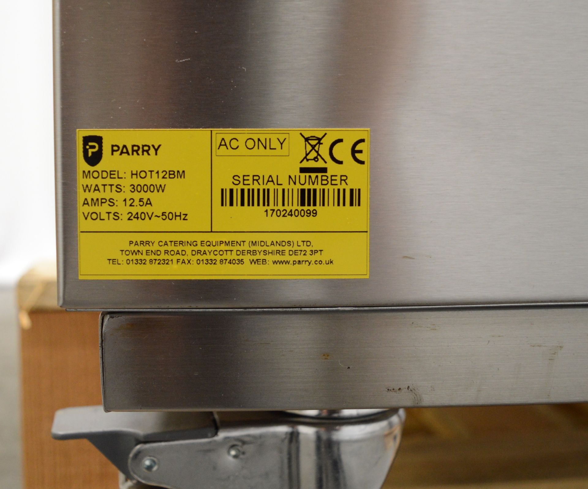 Parry HOT12BM stainless steel bain marie hot cupboard, 1200x650x900mm (LxDxH) 230v - Image 8 of 8