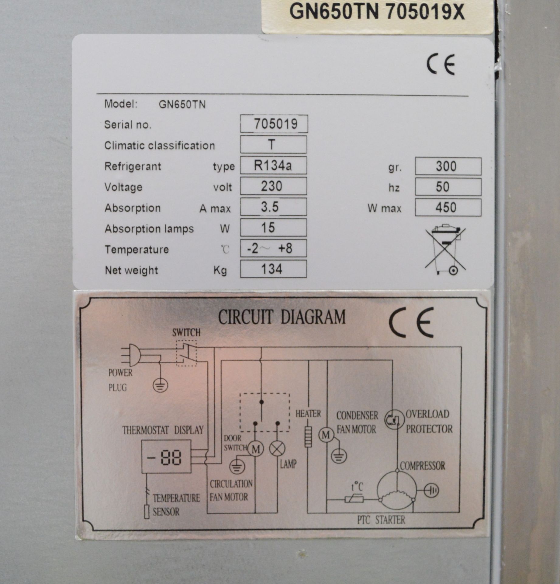 Artica GN660TN single door fridge, 1 phase electric - Image 4 of 9