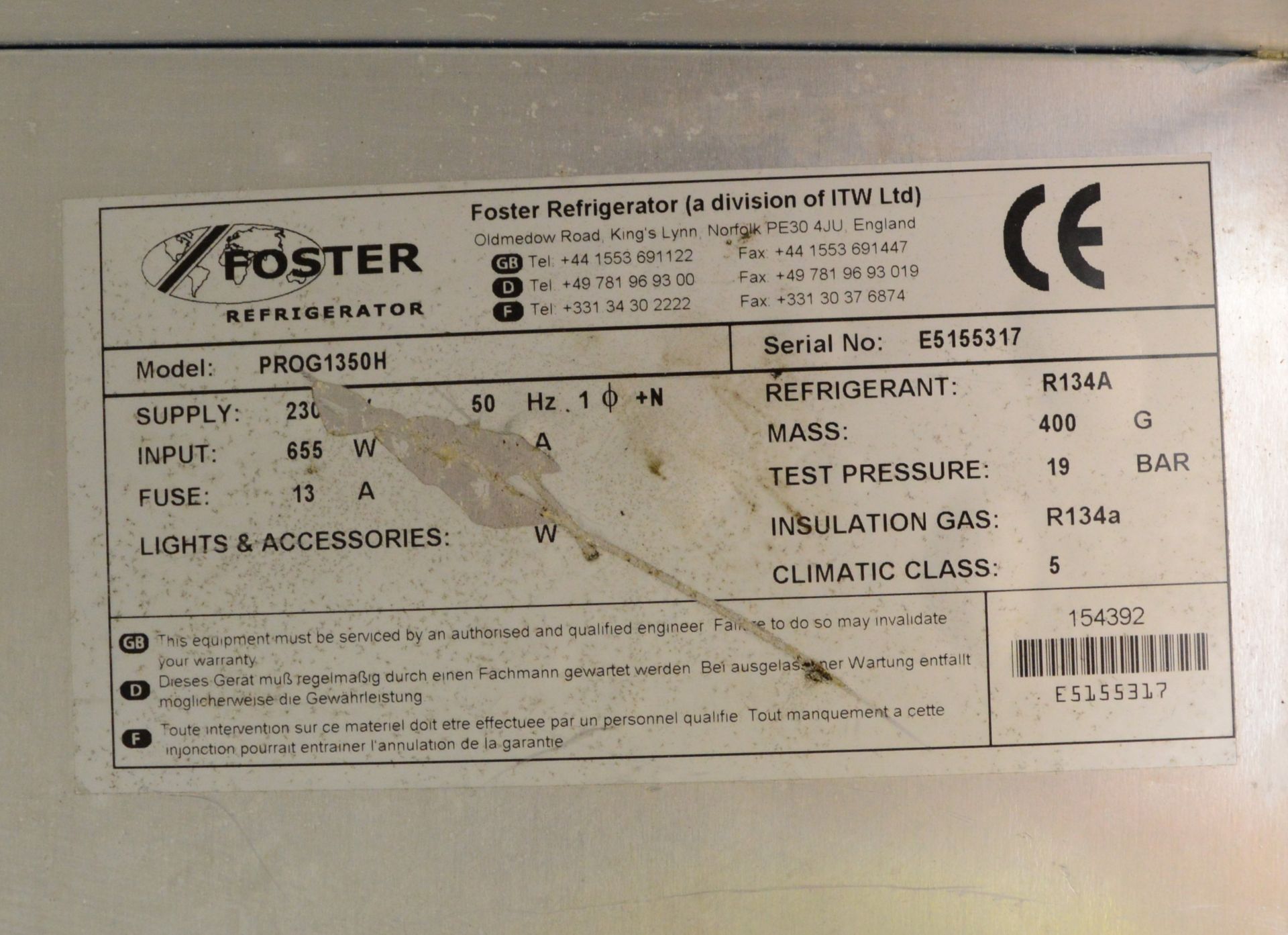 Foster PROG1350H double door fridge, 1 phase electric - Image 8 of 8