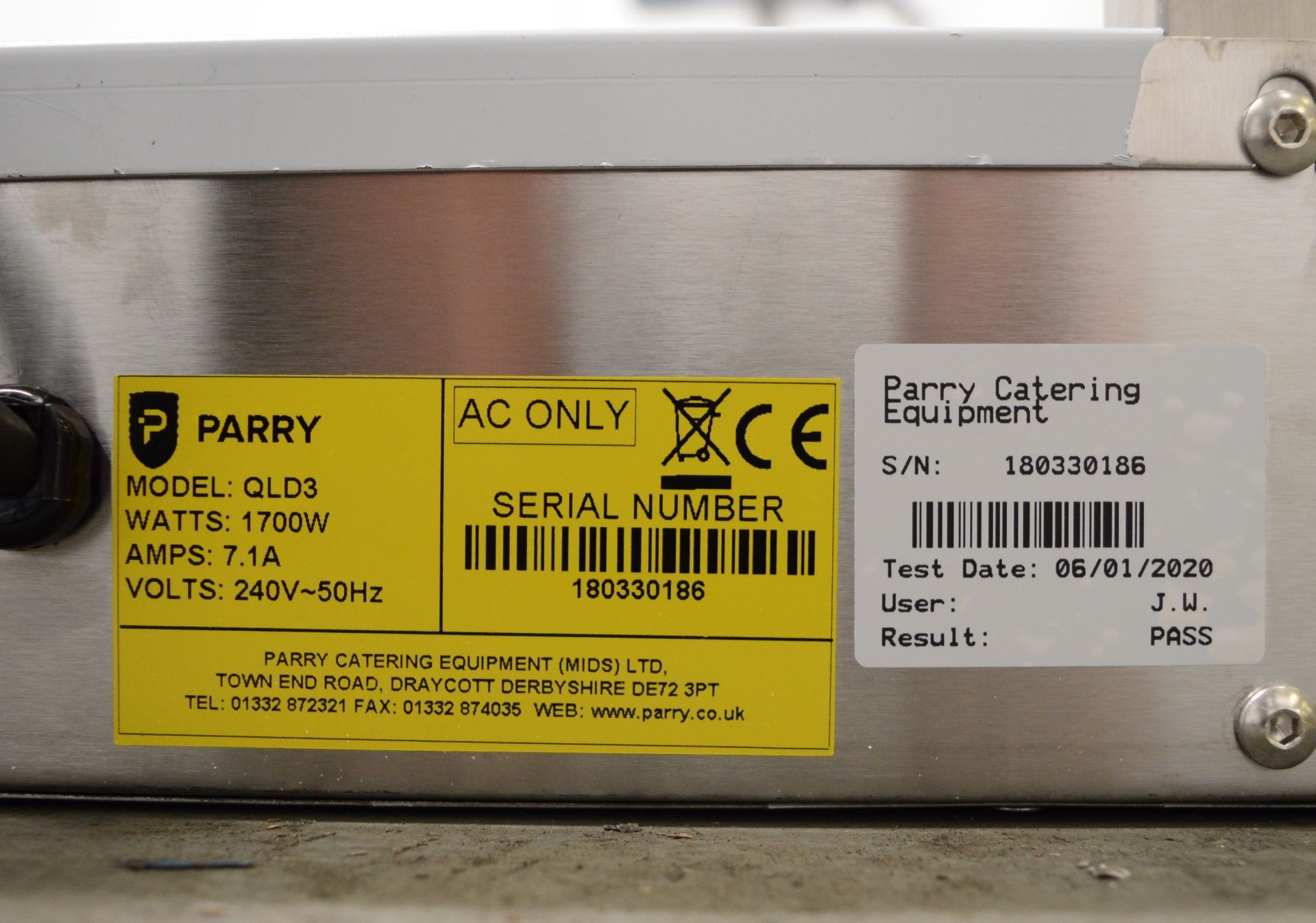 Parry QLD3 3 Quartz lamp hot food display unit, 1340x510x640mm (LxDxH) 230v - Image 4 of 5