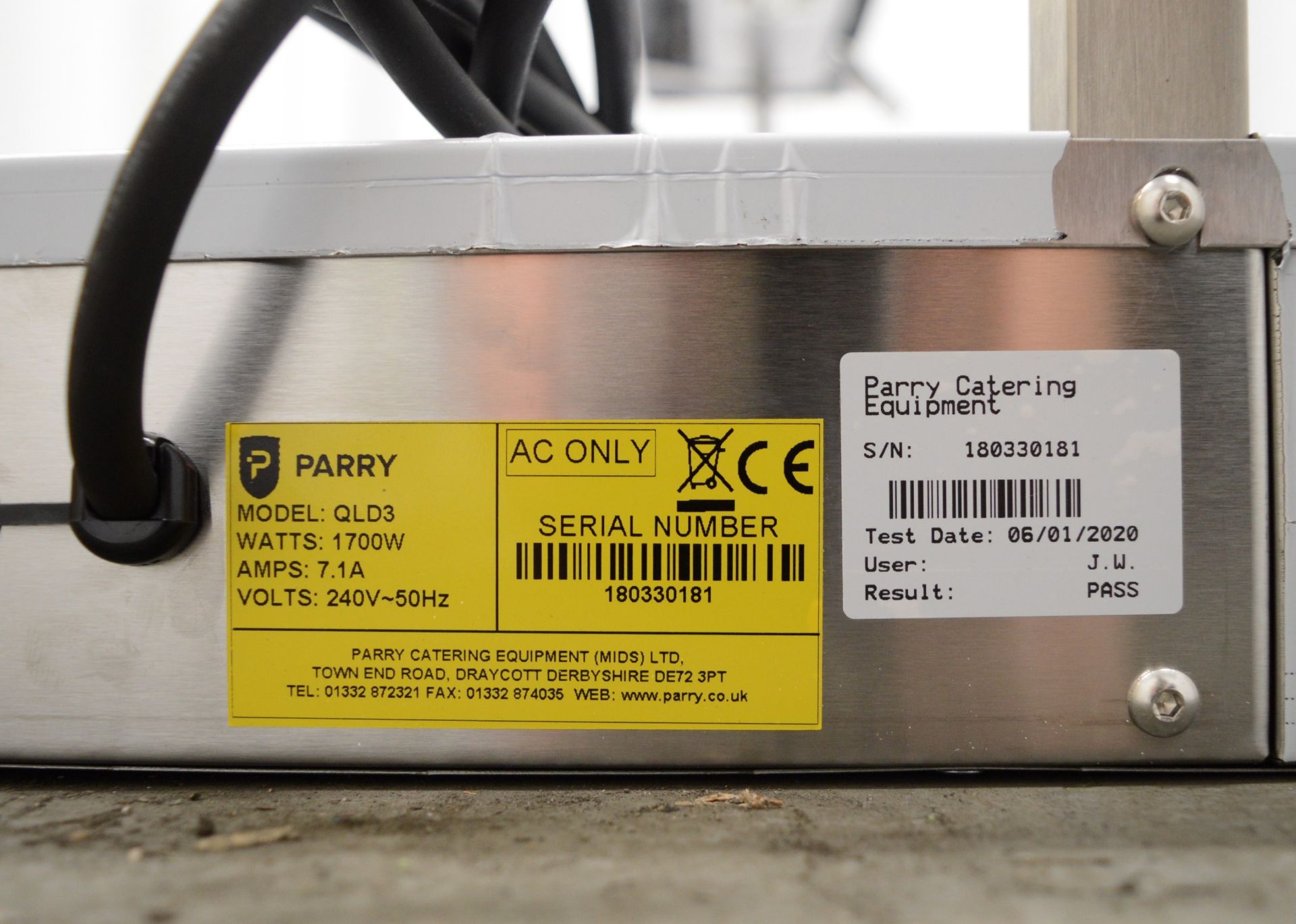 Parry QLD3 3 Quartz lamp hot food display unit, 1340x510x640mm (LxDxH) 230v - Image 5 of 6