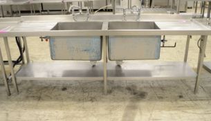 Double basin sink unit 2400mm W x 610mm D x 880mm H