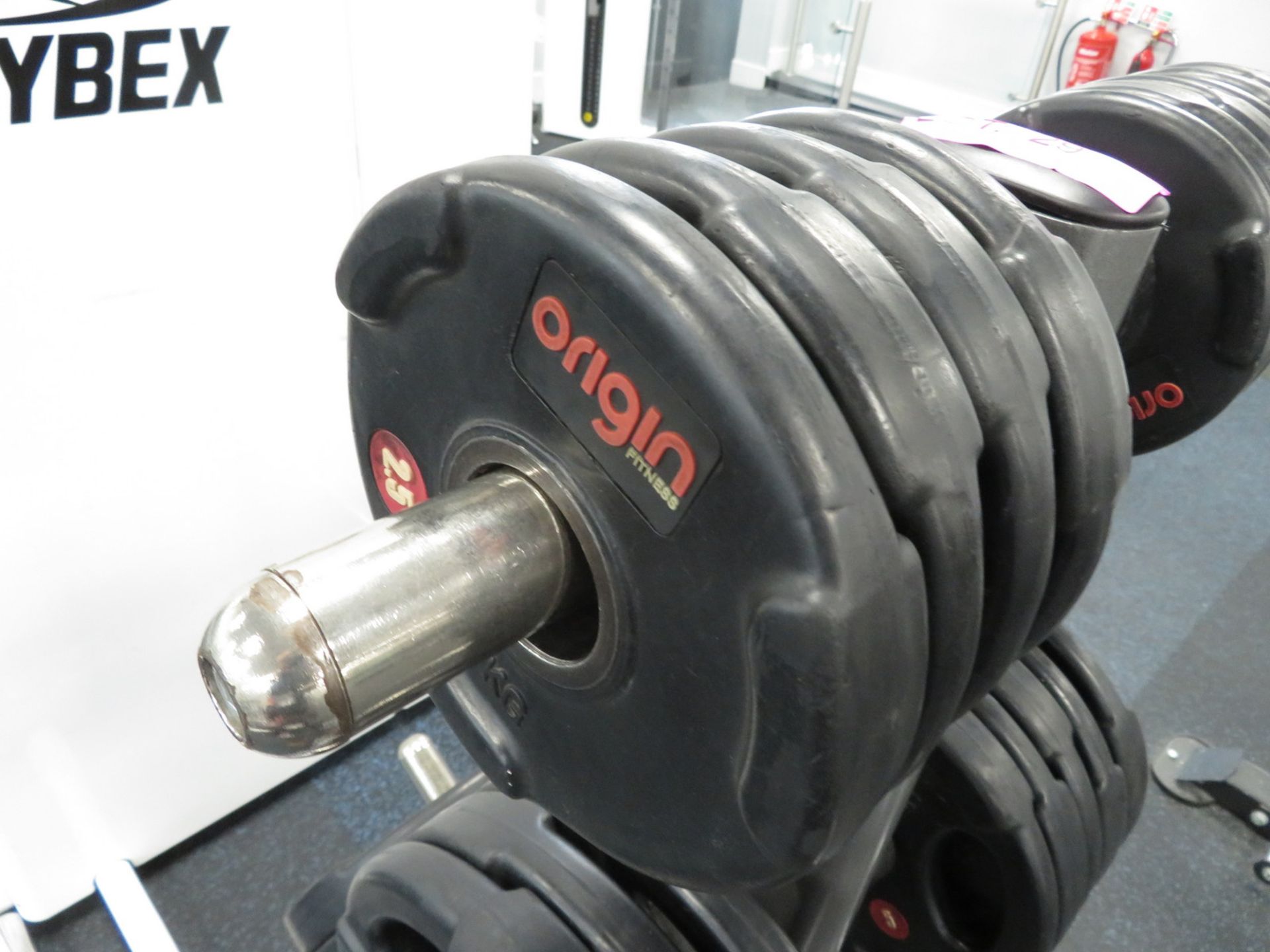 Origin Weight Plates With Stand, 2x Olympic Barbells & 2x EZ Curl Bars. See Description For Weights. - Image 6 of 16