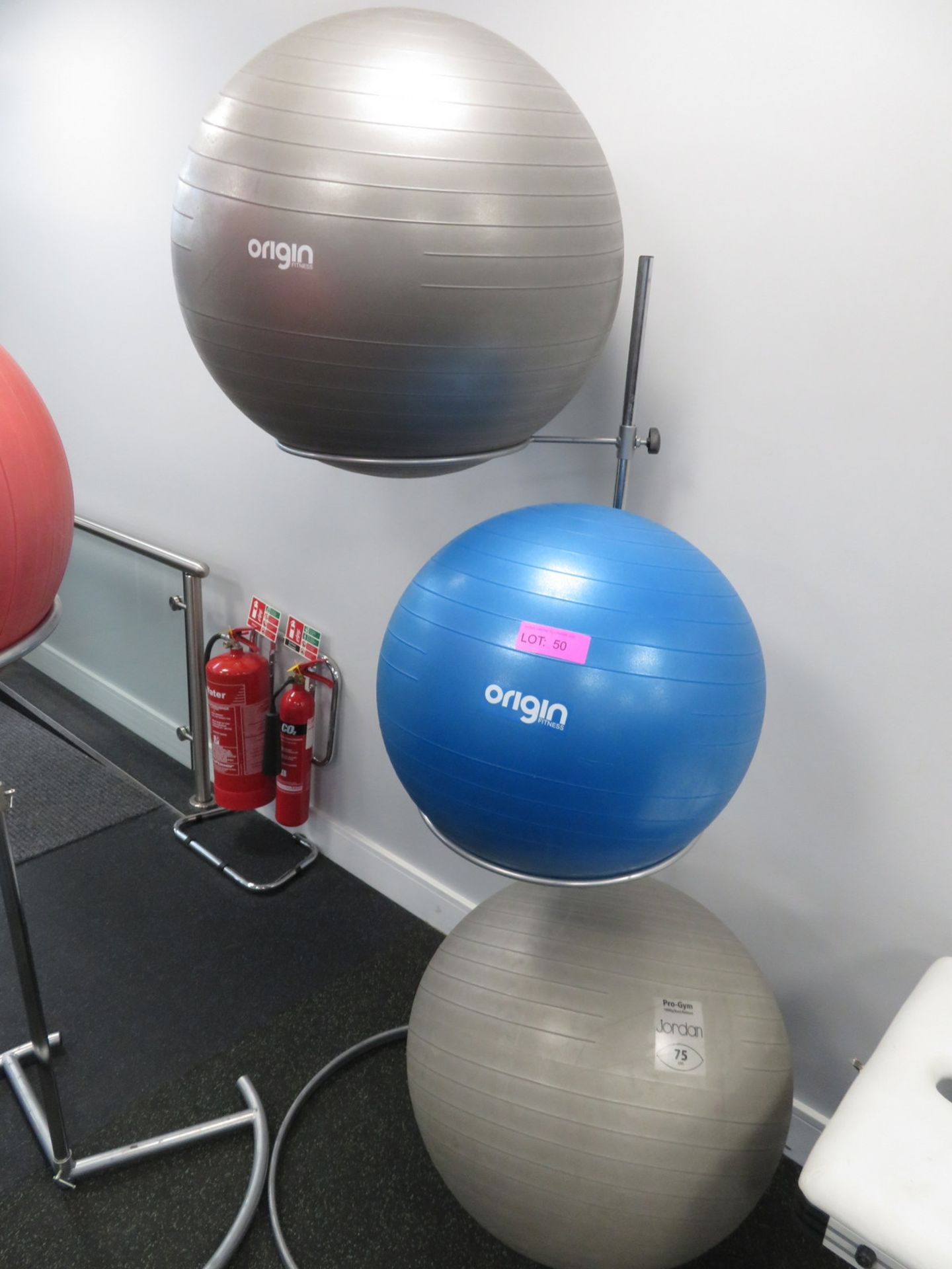 6x Pilates/Yoga Exercise Balls With 2 Stands - Various Sizes. - Image 2 of 6