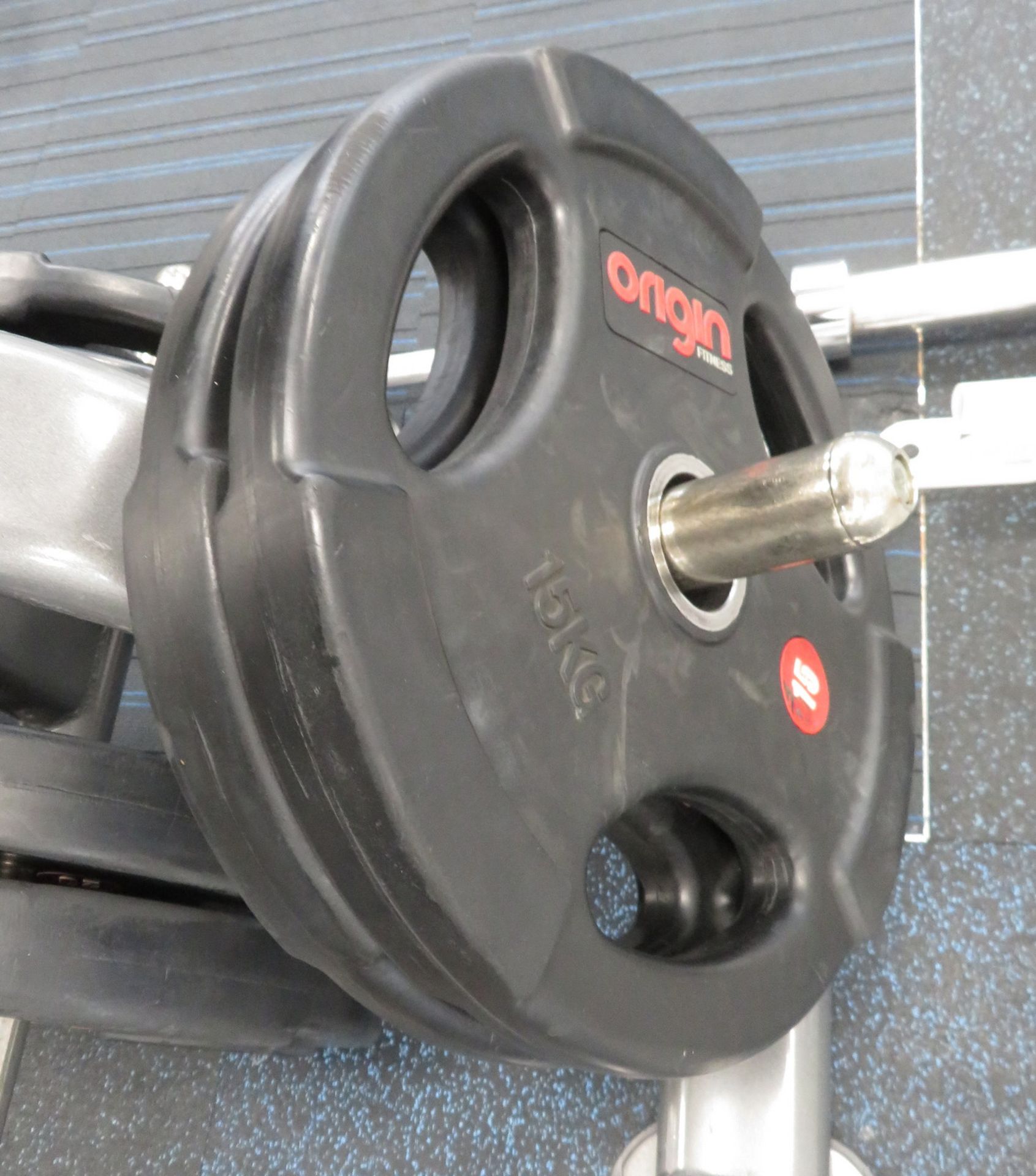 Origin Weight Plates With Stand, 2x Olympic Barbells & 2x EZ Curl Bars. See Description For Weights. - Image 10 of 16