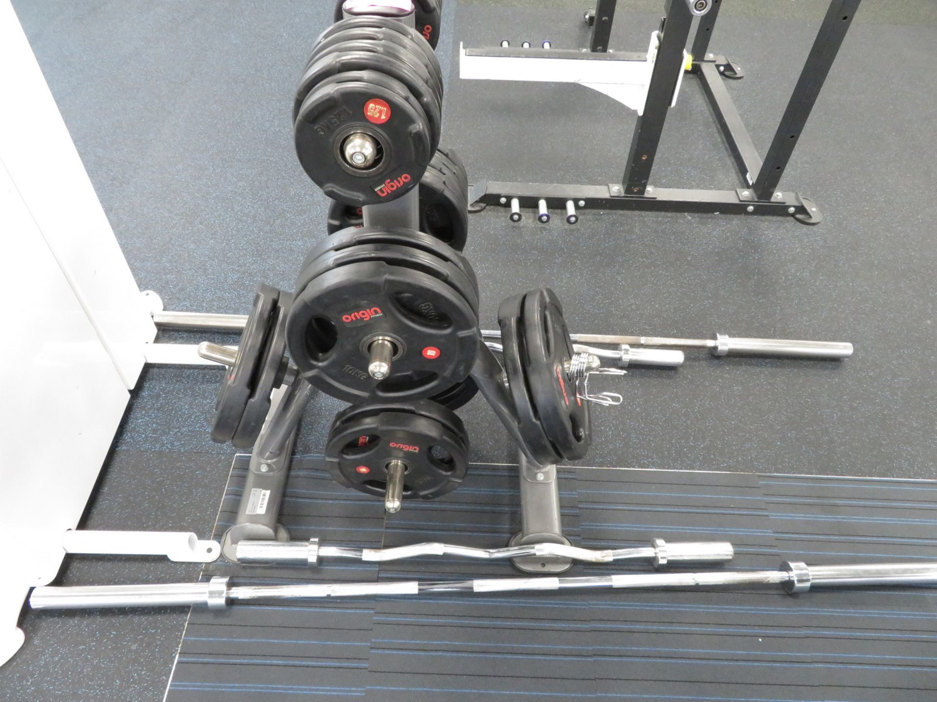 Origin Weight Plates With Stand, 2x Olympic Barbells & 2x EZ Curl Bars. See Description For Weights. - Image 16 of 16