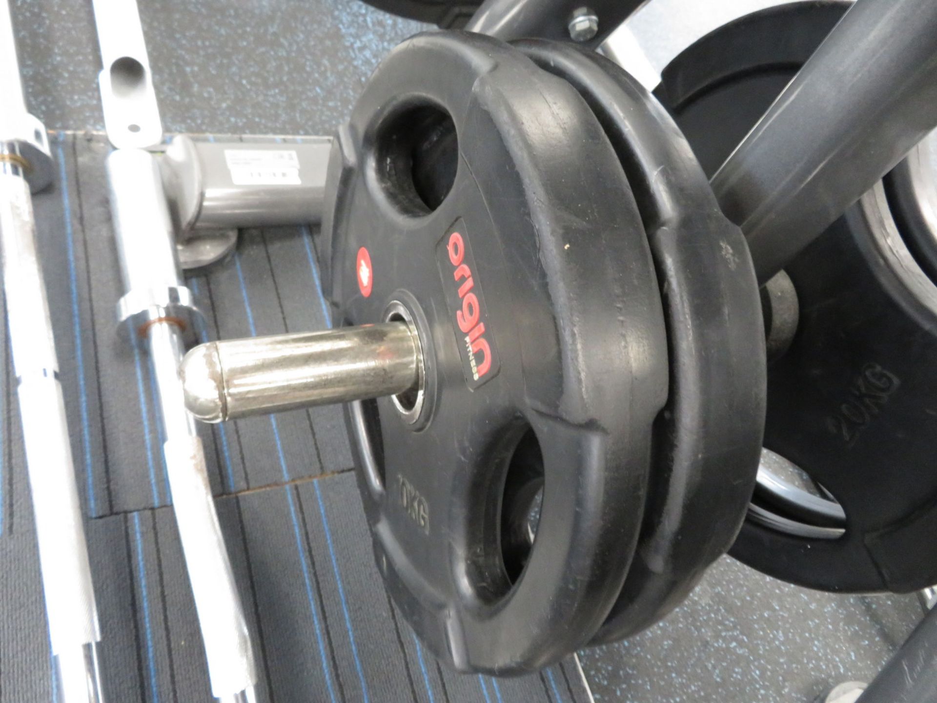 Origin Weight Plates With Stand, 2x Olympic Barbells & 2x EZ Curl Bars. See Description For Weights. - Image 9 of 16