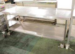 Stainless table with under shelf - 1800 x 650