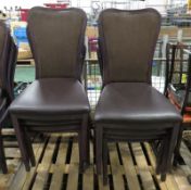 8x Dining Chairs - brown suede cushioned back