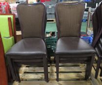 6x Dining Chairs - brown suede cushioned back