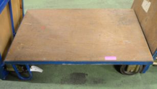 1200mm x 800mm wooden top 4 wheeled trolley - no handle