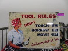 Tools Rule large tin sign