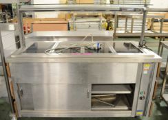 Induction hot plate and hot cupboard servery counter