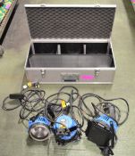 ARRI 3 studio lighting kit in a case