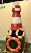 Novelty Prop Wooden Lighthouse with life belt rings - 2700mm high