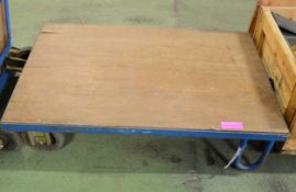 1200mm x 800mm wooden top 4 wheeled trolley - no handle