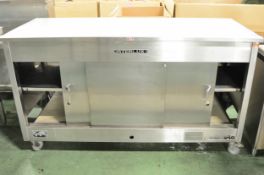 Caterlux stainless worktop with under counter cabinet - 1750 x 700 x 990 - on wheels