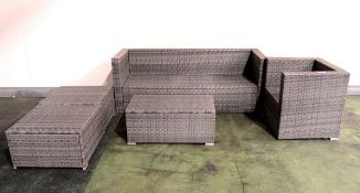 Rattan Furniture - 1x 3 seater couch in need of repair, 1x 1 seat chair, 3x short tables -