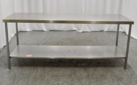 Stainless Steel Preparation Table W2100 x D650 x H880mm.