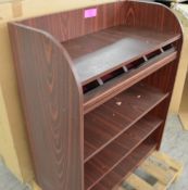 Mahogany Effect Menu, Condiment & Cutlery Unit with Drawer W800 x D400 x H990mm.