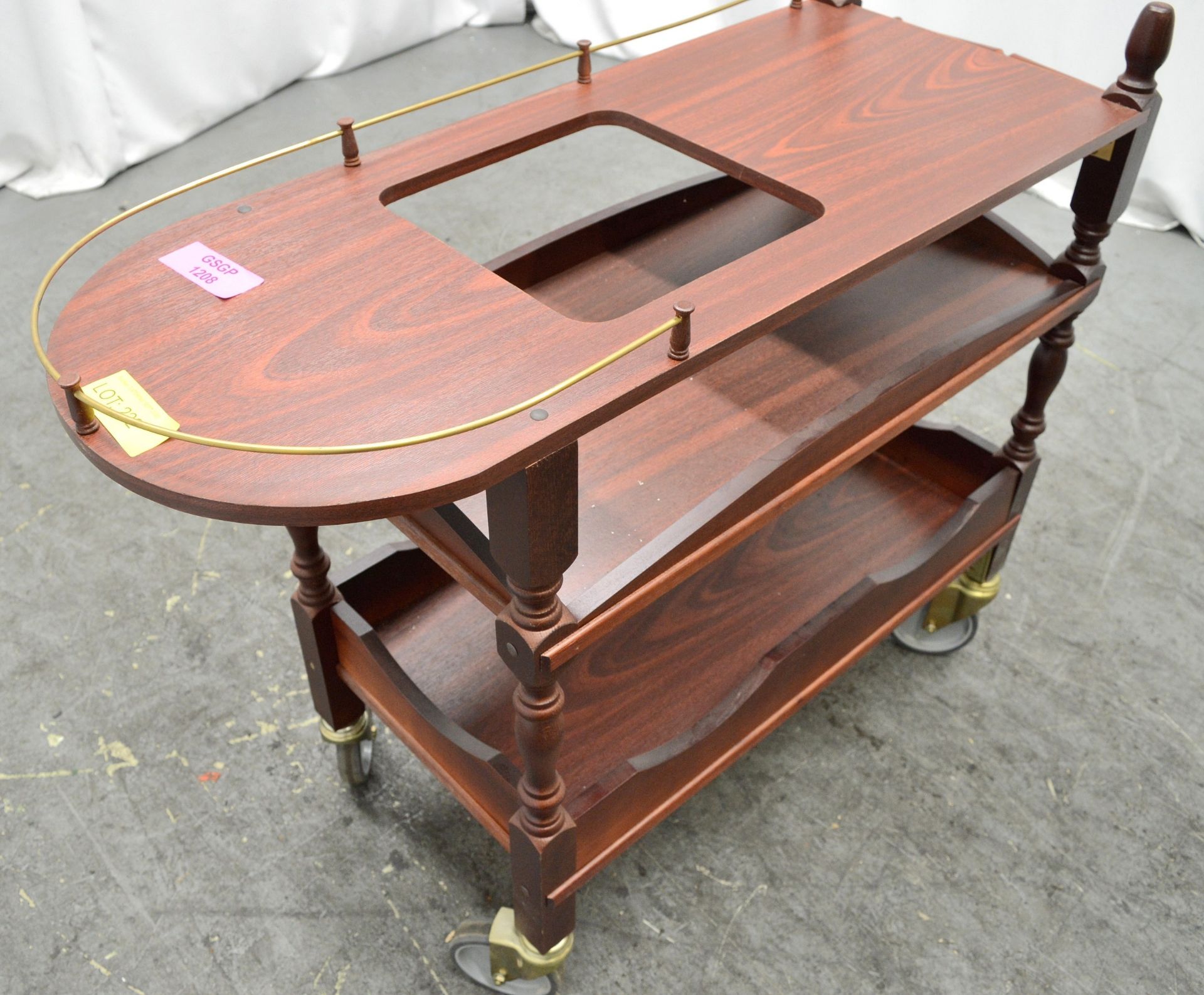 Mahogany Effect Serving Trolley W1080 x D400 x H895mm. - Image 2 of 4