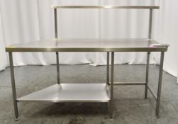 Stainless Steel Preparation Table with Stand W1860 x D650 x H1330mm.