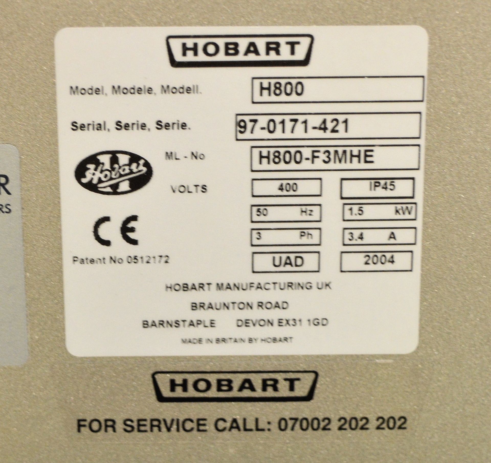 Hobart H800 1.5kW Heavy Duty Mixer 3 Phase. - Image 6 of 7