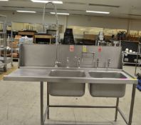 Stainless Steel Double Sink with Hose W1645 x D740 x H1260mm.