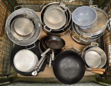 Frying Pan, Wok, Large Stainless Steel & Aluminium Pans. Iron Griddle.