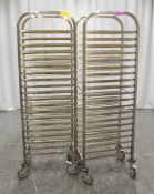 2x Vogue 20 Tier Tray Trolleys W560 x D385 x H1720mm.