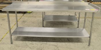 Stainless Steel Preparation Table with Lower Shelf W2100 x D650 x H950mm.