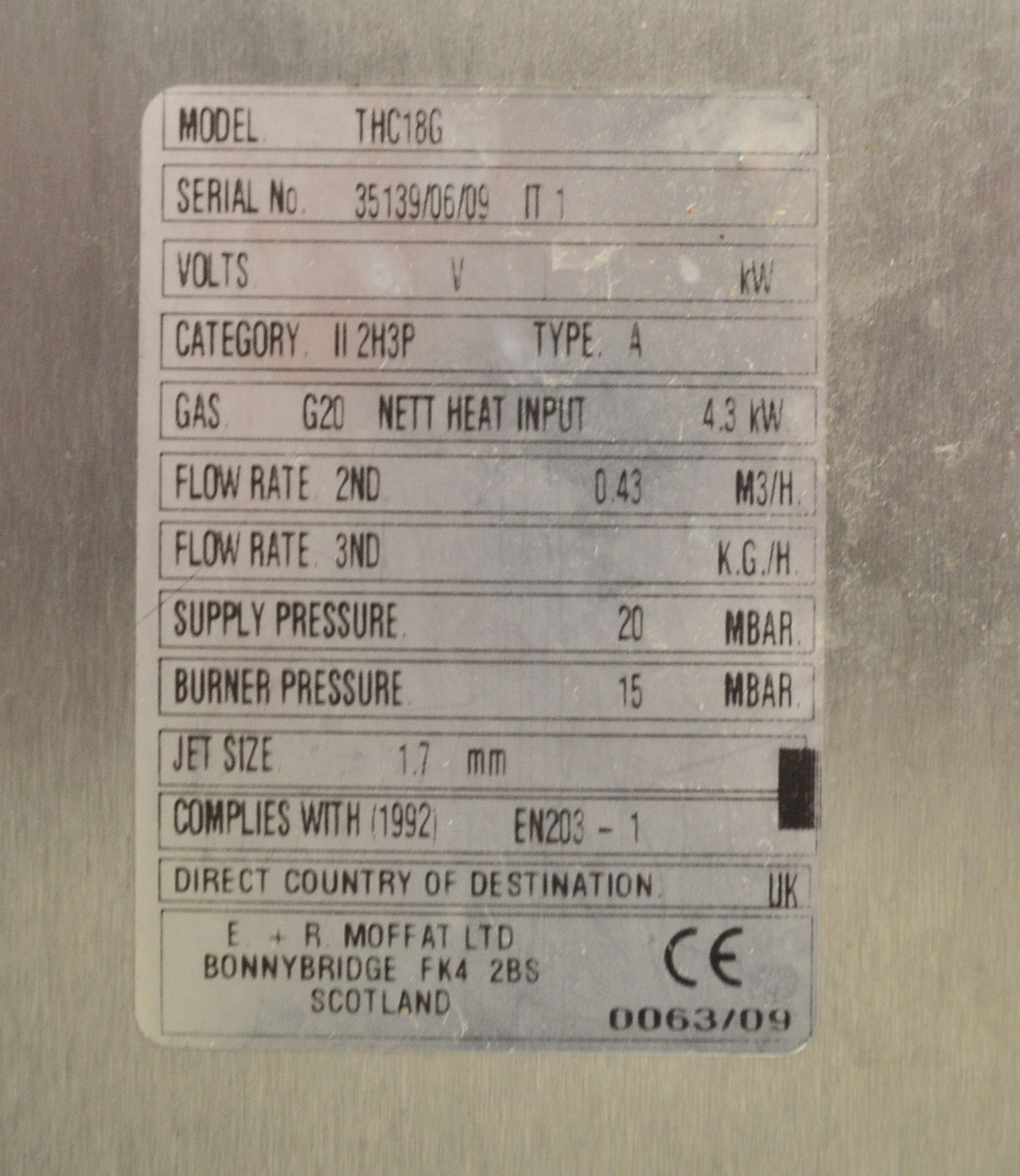 Moffat THC18G Gas Warming Cupboard in Need of Repair W1800 x D800 x H1600mm. - Image 5 of 5