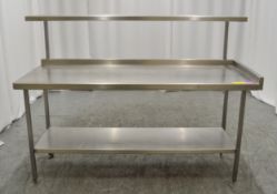 Stainless Steel Preparation Table with Top Shelf W1800 x D695 x H1310mm.