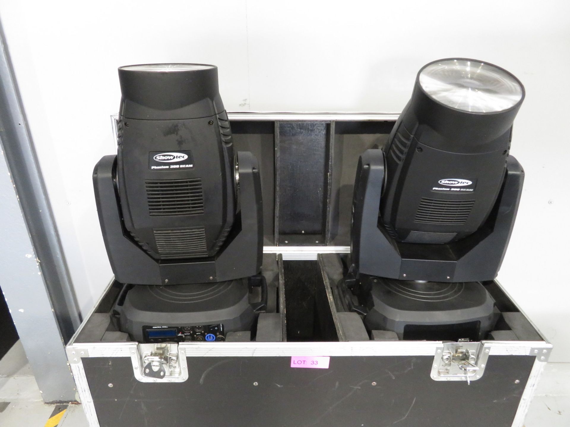 Pair of Showtec Phantom 300 Beams in flightcase. Includes hanging clamps and safety bonds. - Image 2 of 7